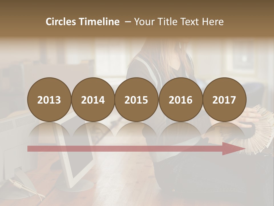 Woman Looking Through Rotary Card File PowerPoint Template