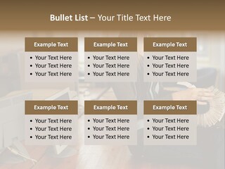 Woman Looking Through Rotary Card File PowerPoint Template