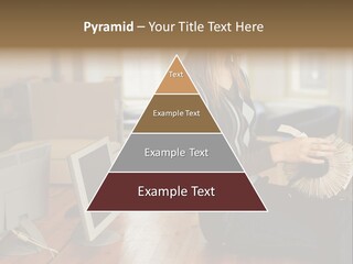 Woman Looking Through Rotary Card File PowerPoint Template