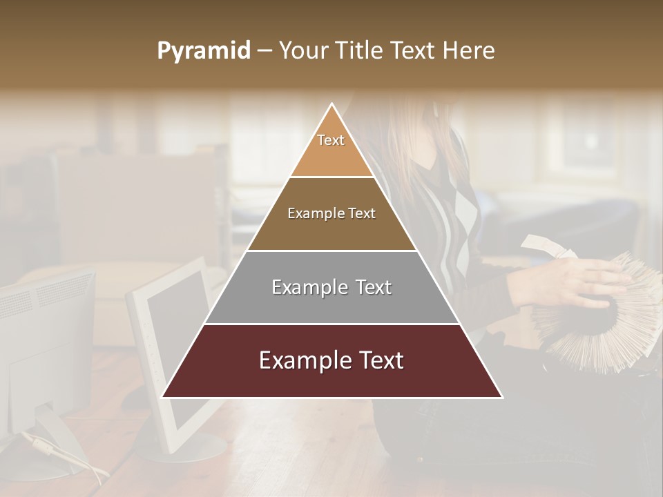 Woman Looking Through Rotary Card File PowerPoint Template