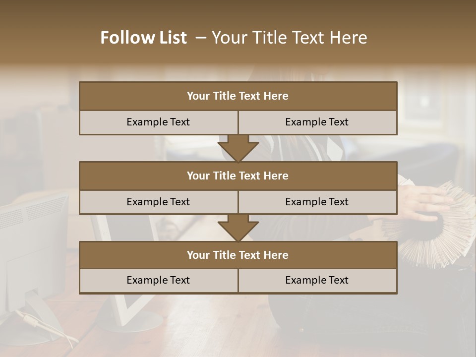 Woman Looking Through Rotary Card File PowerPoint Template