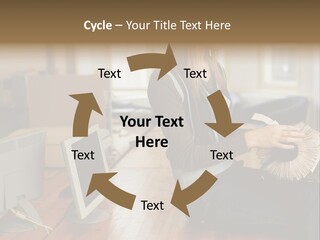 Woman Looking Through Rotary Card File PowerPoint Template