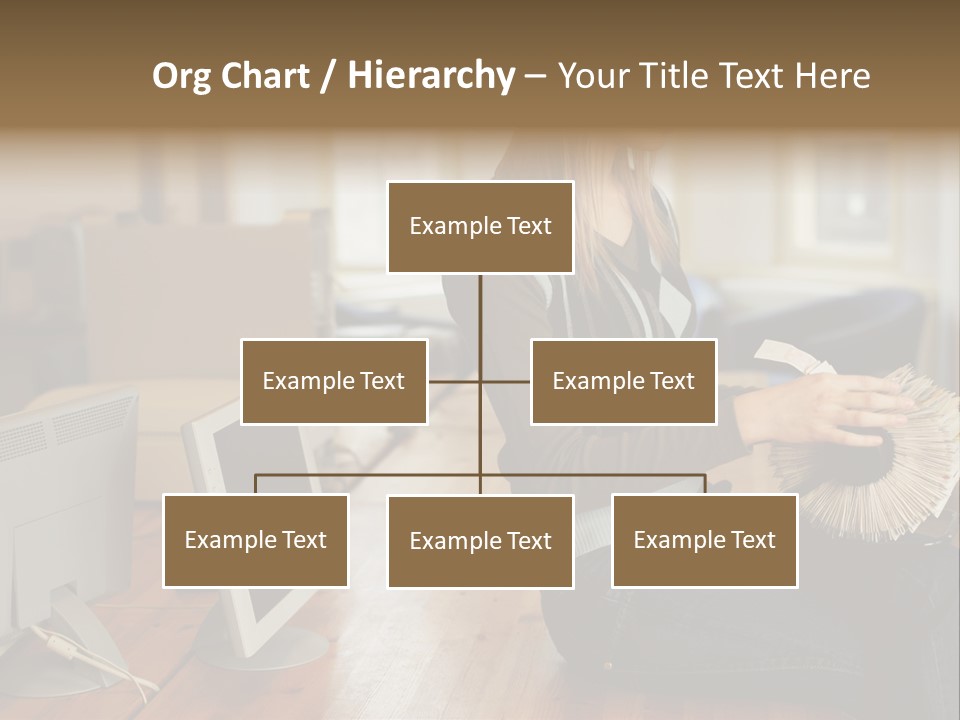 Woman Looking Through Rotary Card File PowerPoint Template