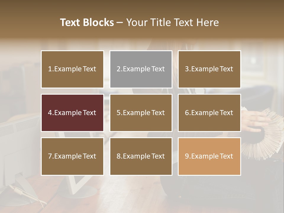 Woman Looking Through Rotary Card File PowerPoint Template