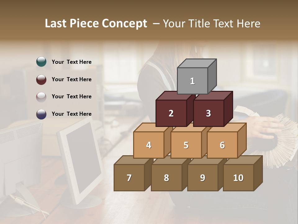 Woman Looking Through Rotary Card File PowerPoint Template