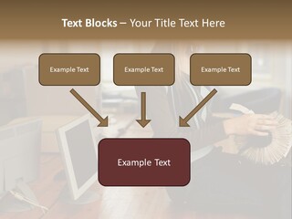 Woman Looking Through Rotary Card File PowerPoint Template