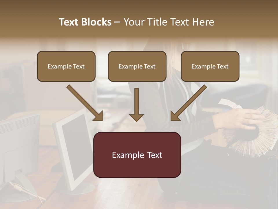 Woman Looking Through Rotary Card File PowerPoint Template