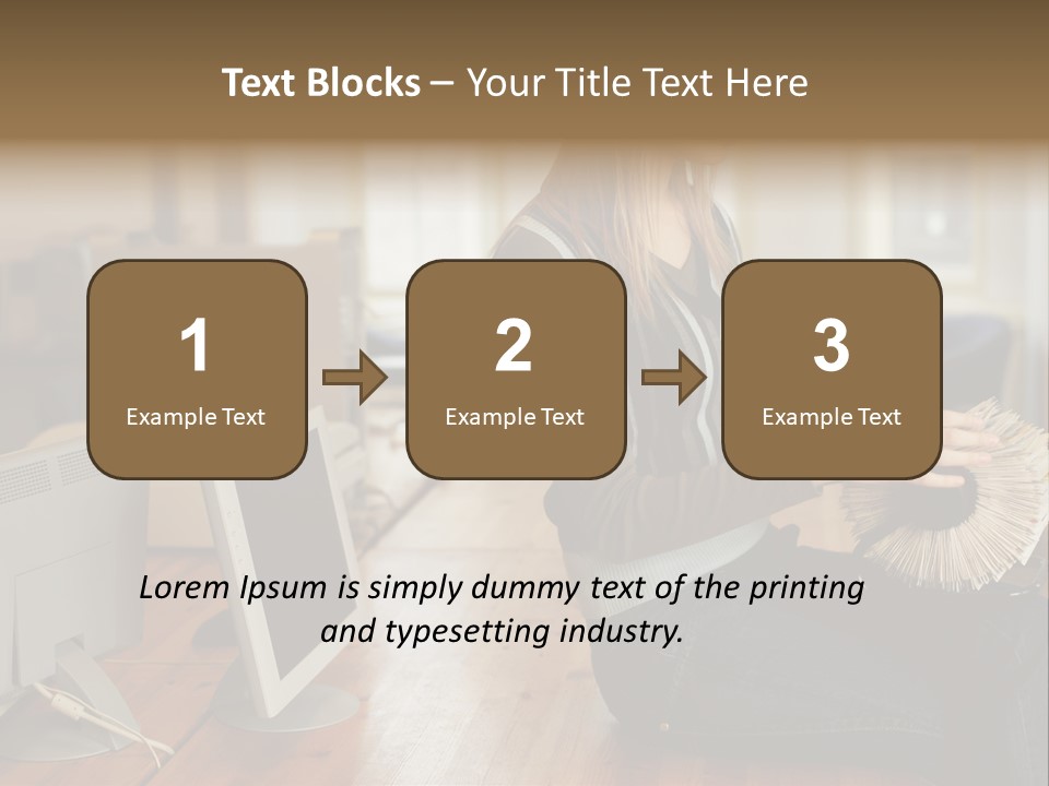 Woman Looking Through Rotary Card File PowerPoint Template