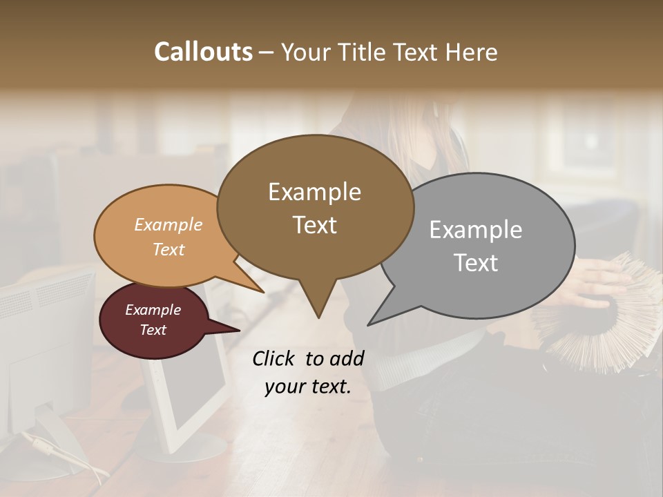 Woman Looking Through Rotary Card File PowerPoint Template