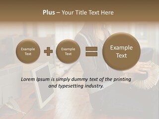 Woman Looking Through Rotary Card File PowerPoint Template