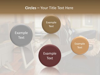 Woman Looking Through Rotary Card File PowerPoint Template