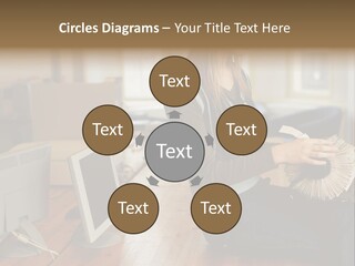 Woman Looking Through Rotary Card File PowerPoint Template