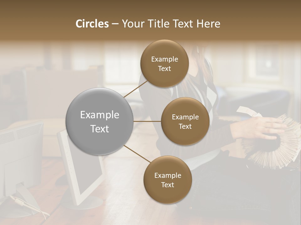 Woman Looking Through Rotary Card File PowerPoint Template