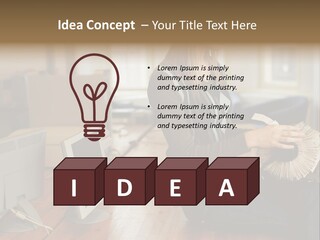 Woman Looking Through Rotary Card File PowerPoint Template