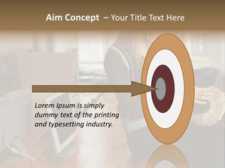 Woman Looking Through Rotary Card File PowerPoint Template