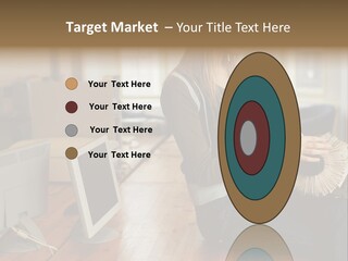 Woman Looking Through Rotary Card File PowerPoint Template