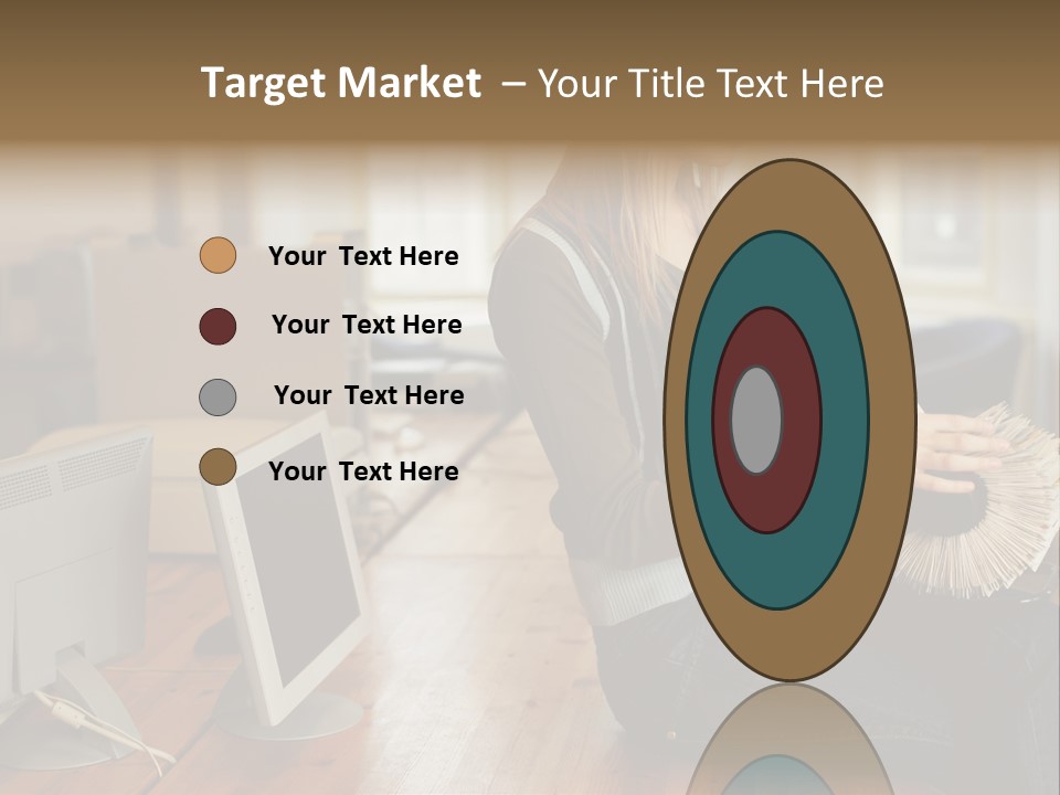 Woman Looking Through Rotary Card File PowerPoint Template