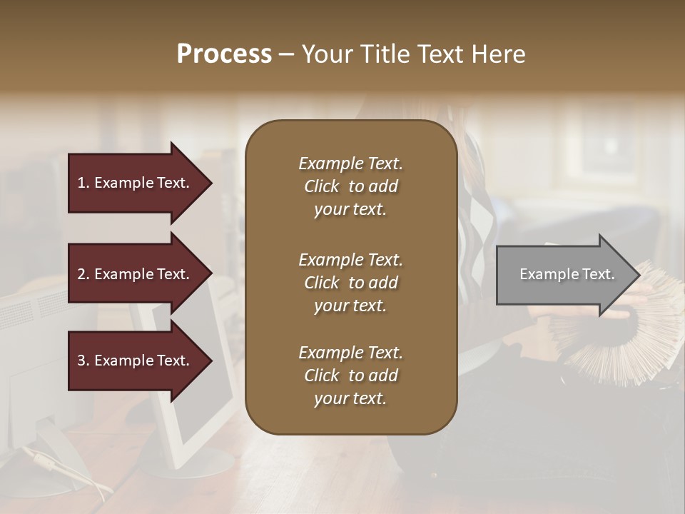 Woman Looking Through Rotary Card File PowerPoint Template