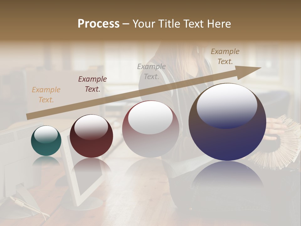 Woman Looking Through Rotary Card File PowerPoint Template