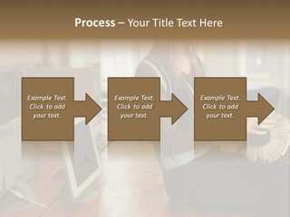 Woman Looking Through Rotary Card File PowerPoint Template