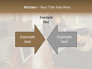 Woman Looking Through Rotary Card File PowerPoint Template