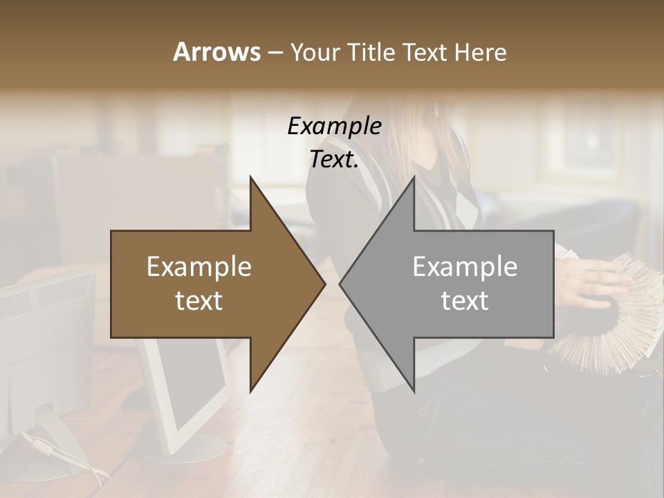 Woman Looking Through Rotary Card File PowerPoint Template