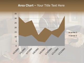 Woman Looking Through Rotary Card File PowerPoint Template