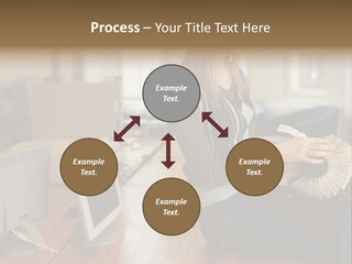 Woman Looking Through Rotary Card File PowerPoint Template