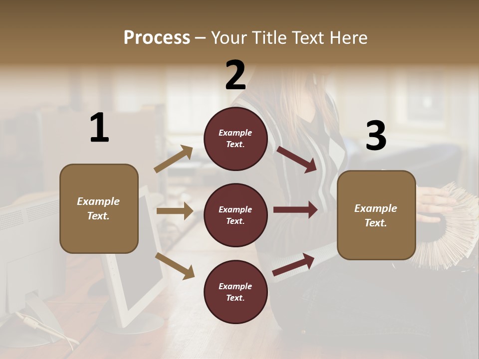 Woman Looking Through Rotary Card File PowerPoint Template