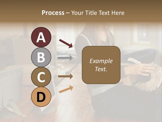 Woman Looking Through Rotary Card File PowerPoint Template