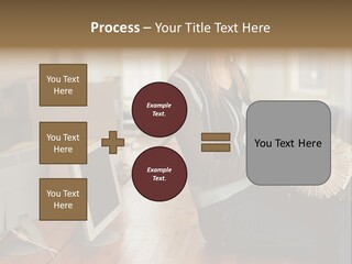 Woman Looking Through Rotary Card File PowerPoint Template