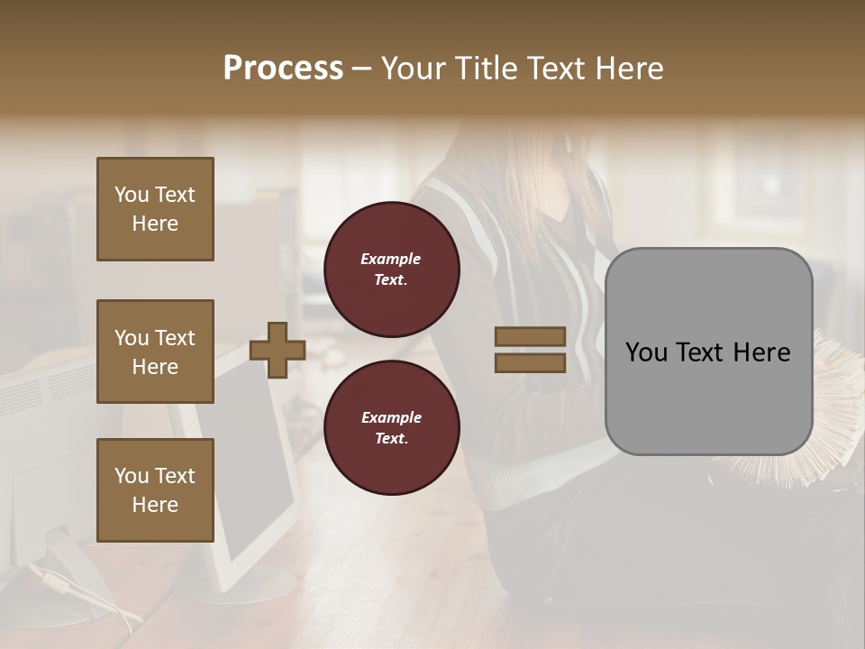 Woman Looking Through Rotary Card File PowerPoint Template