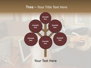 Woman Looking Through Rotary Card File PowerPoint Template