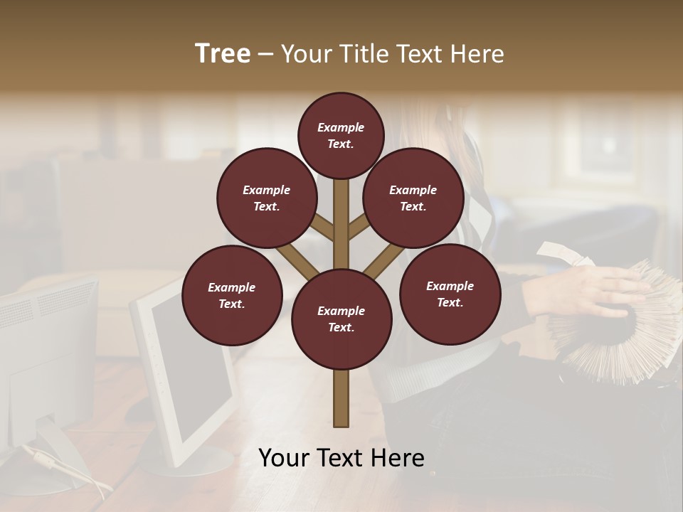 Woman Looking Through Rotary Card File PowerPoint Template