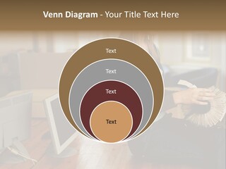 Woman Looking Through Rotary Card File PowerPoint Template