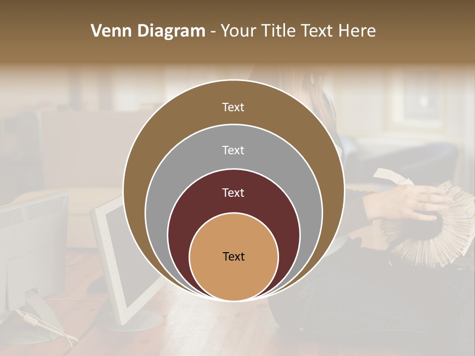 Woman Looking Through Rotary Card File PowerPoint Template