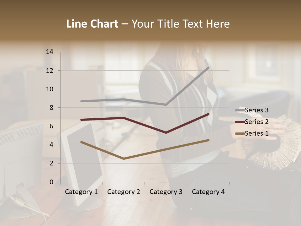 Woman Looking Through Rotary Card File PowerPoint Template