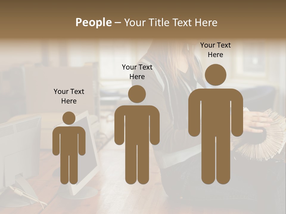 Woman Looking Through Rotary Card File PowerPoint Template