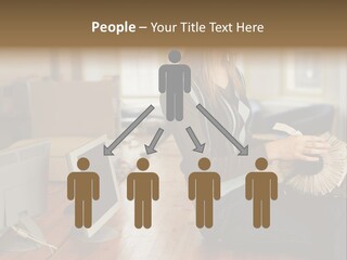 Woman Looking Through Rotary Card File PowerPoint Template