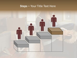 Woman Looking Through Rotary Card File PowerPoint Template