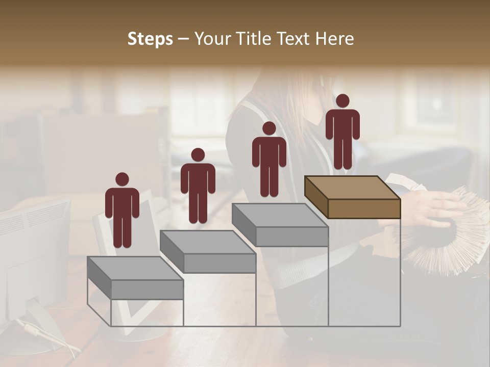 Woman Looking Through Rotary Card File PowerPoint Template