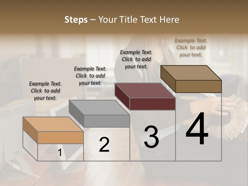 Woman Looking Through Rotary Card File PowerPoint Template