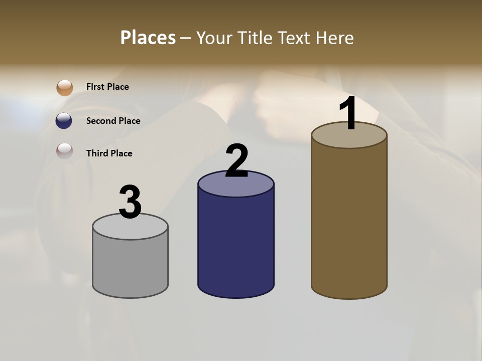 Young Woman Resting On Back Of Chair PowerPoint Template