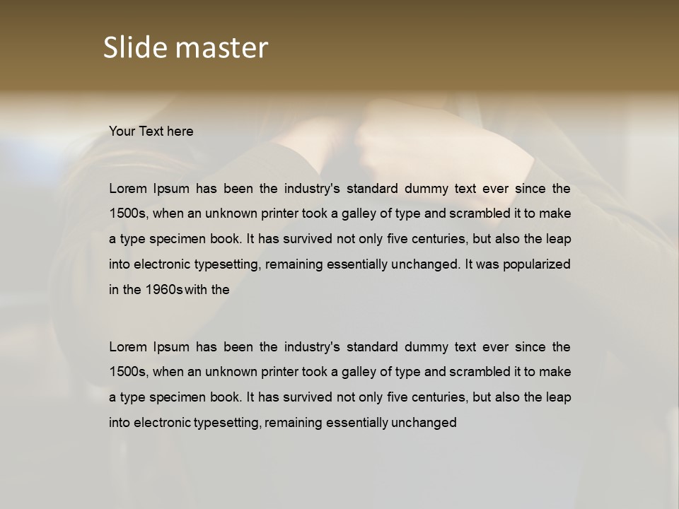 Young Woman Resting On Back Of Chair PowerPoint Template