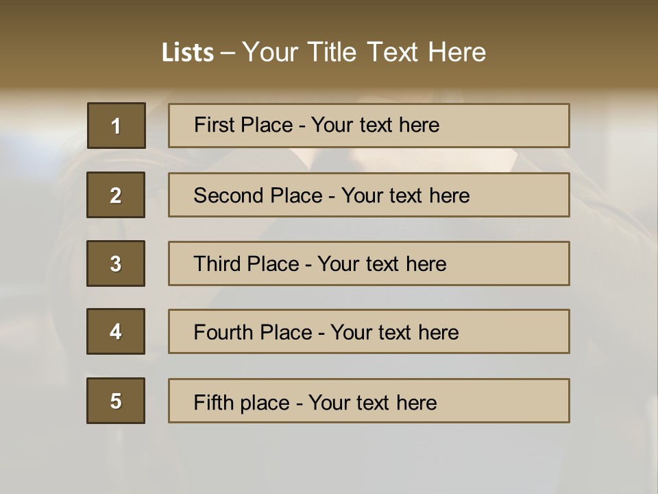 Young Woman Resting On Back Of Chair PowerPoint Template