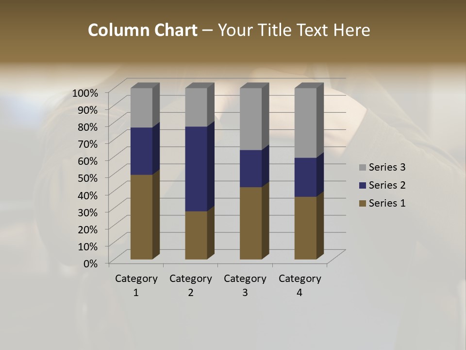Young Woman Resting On Back Of Chair PowerPoint Template