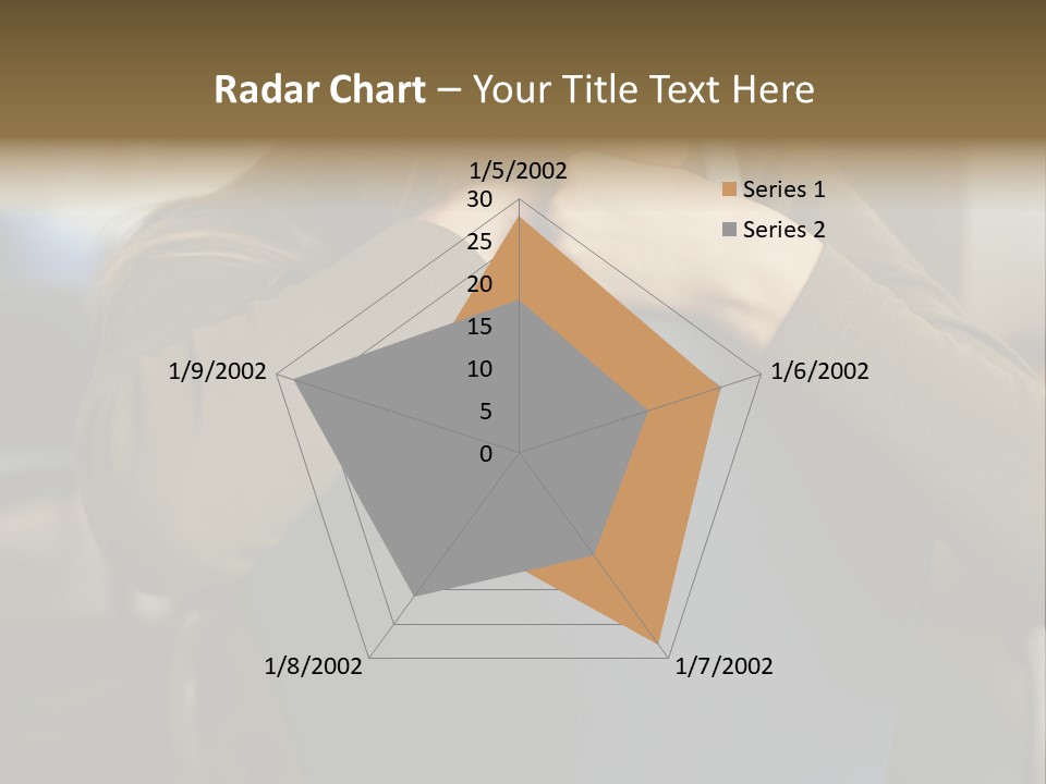 Young Woman Resting On Back Of Chair PowerPoint Template