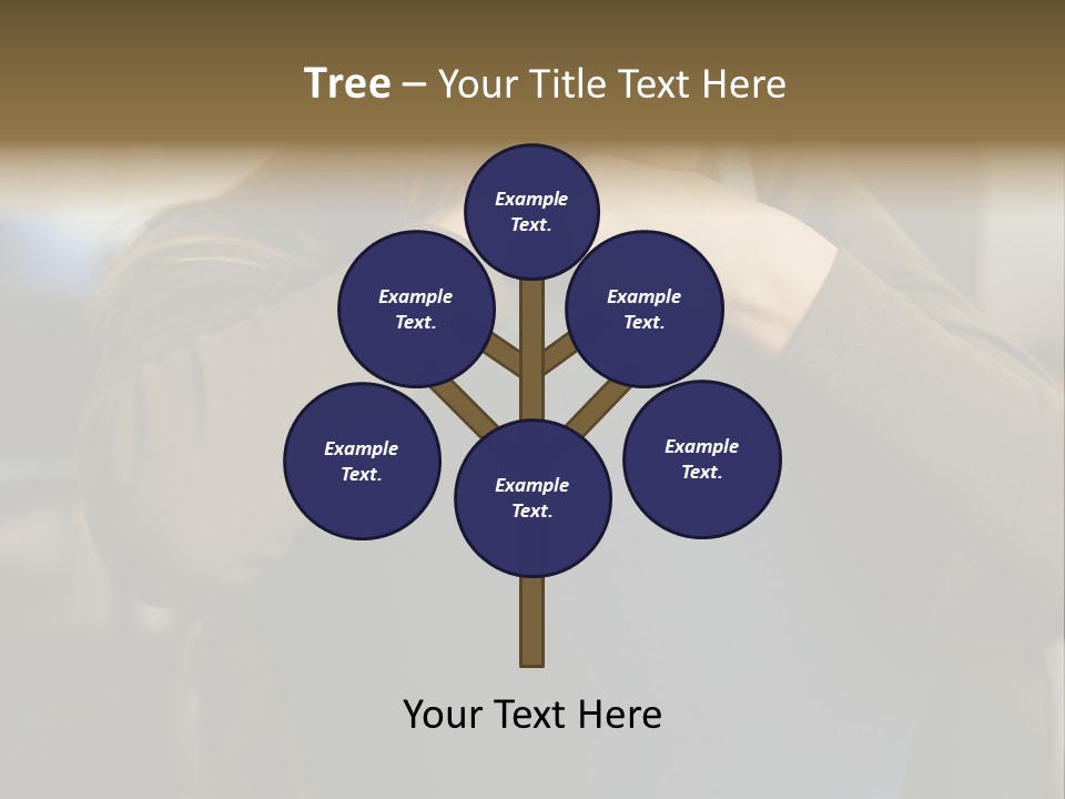 Young Woman Resting On Back Of Chair PowerPoint Template