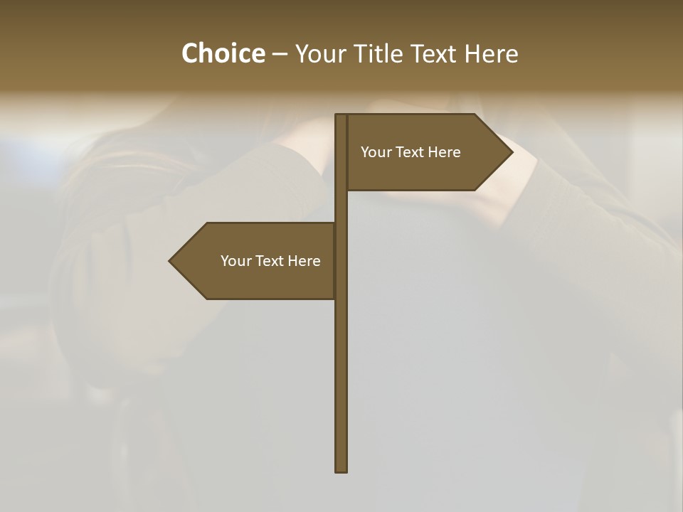 Young Woman Resting On Back Of Chair PowerPoint Template