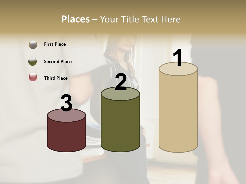 Two Young Men Approaching Young Woman PowerPoint Template